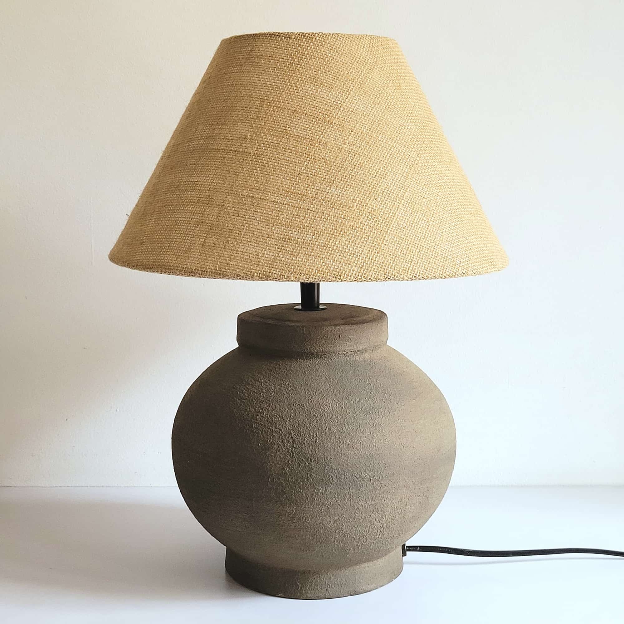 NATURAL GREY TERRACOTTA SPHERE TABLE LAMP