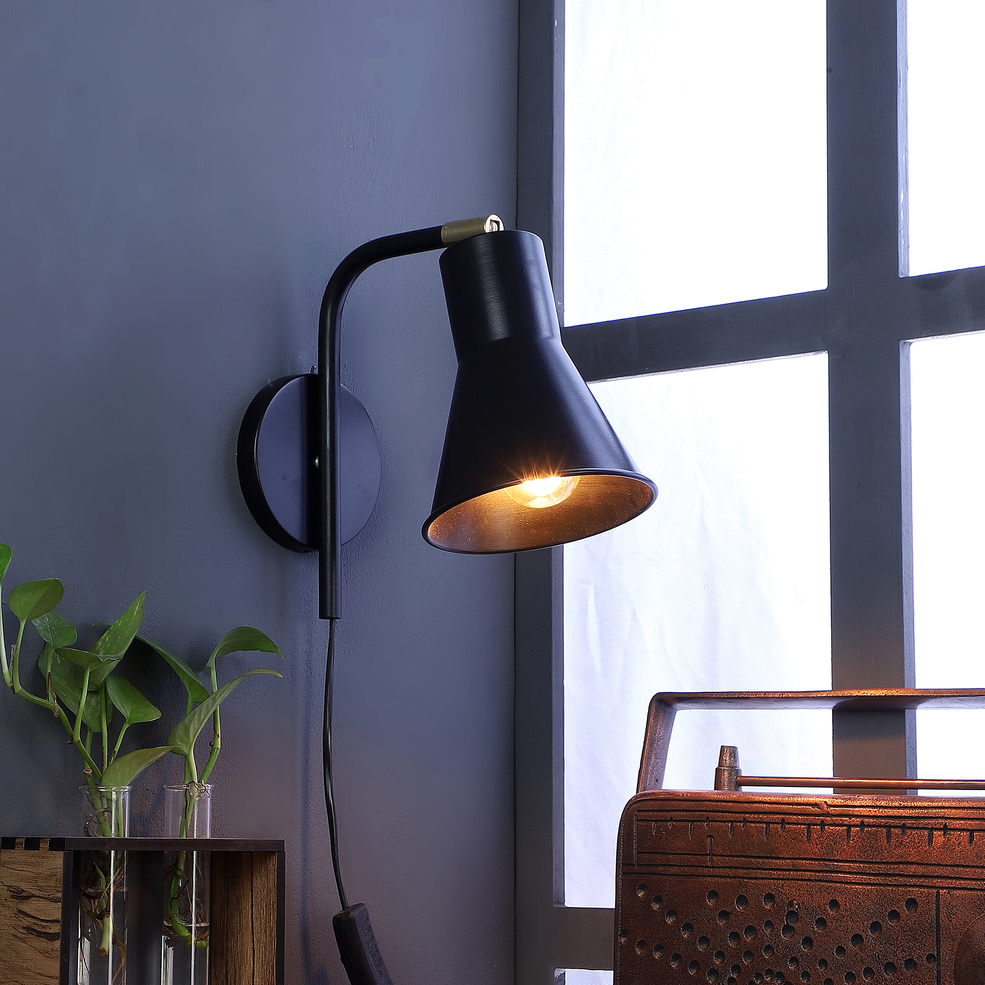 Gilbert Black Metal Wall Light 