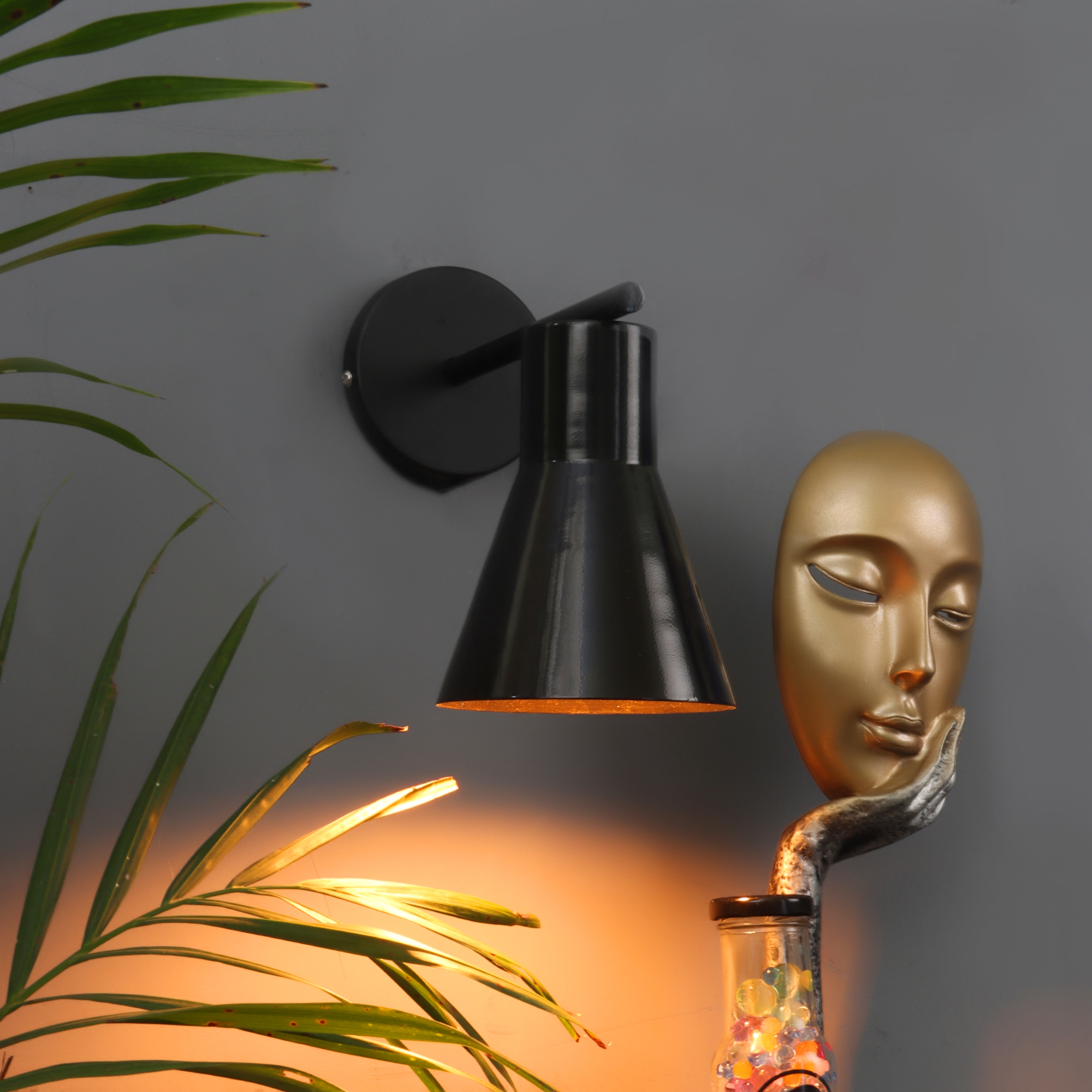 Art Deco Black Metal Wall Light